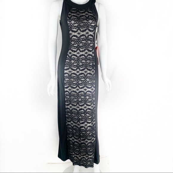 𝅺NEW-R&M Richards Lace Panel/SequinBeaded MaxiDress - Picture 1 of 8